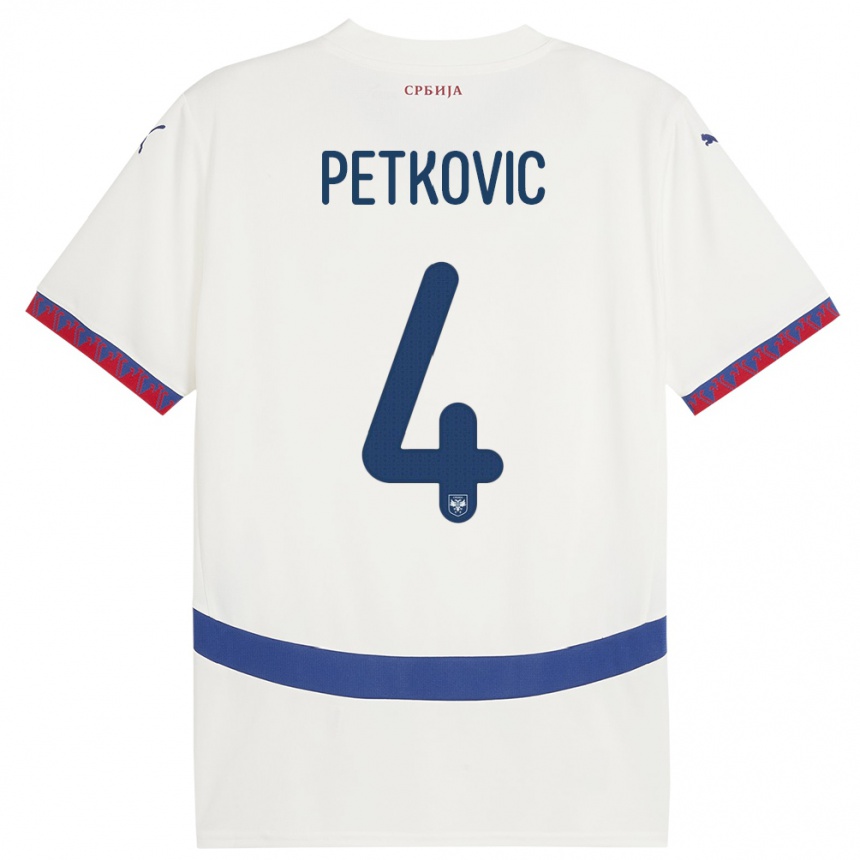 Kids Football Serbia Nikola Petkovic #4 White Away Jersey 24-26 T-Shirt