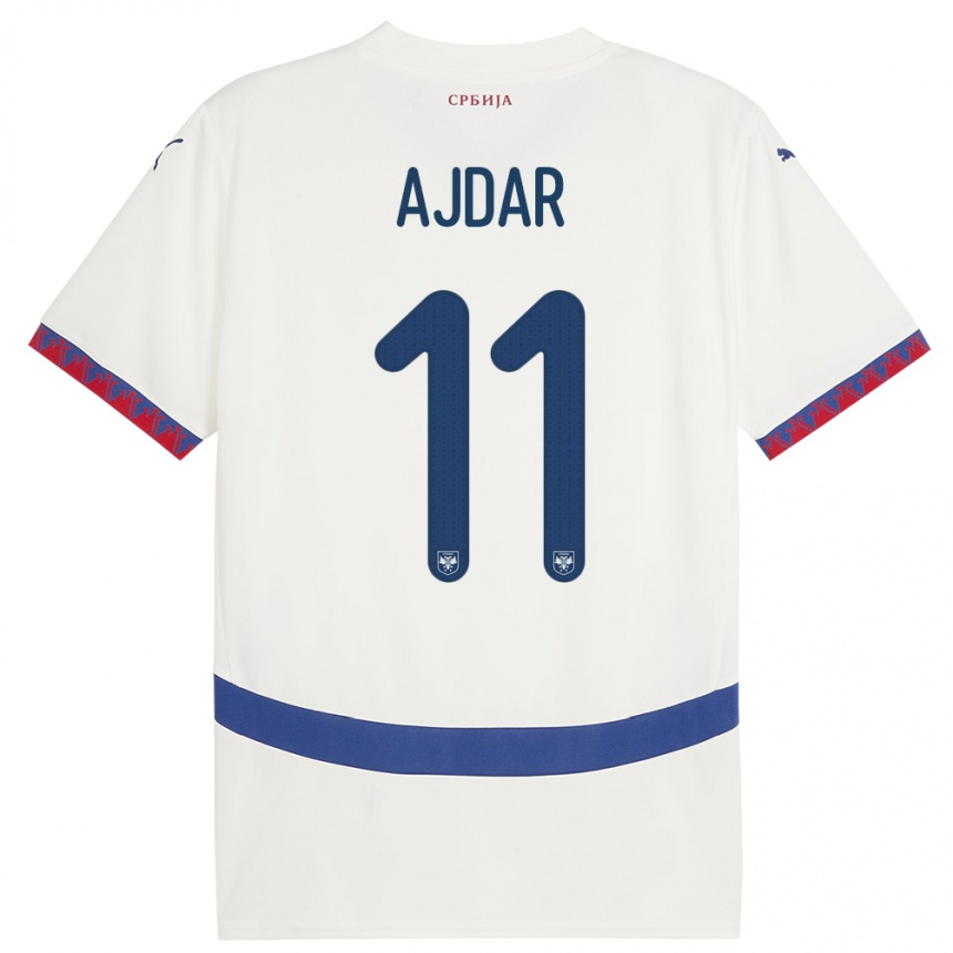 Kids Football Serbia Ognjen Ajdar #11 White Away Jersey 24-26 T-Shirt