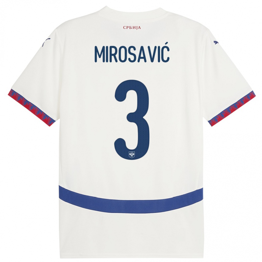 Kids Football Serbia Veljko Mirosavic #3 White Away Jersey 24-26 T-Shirt