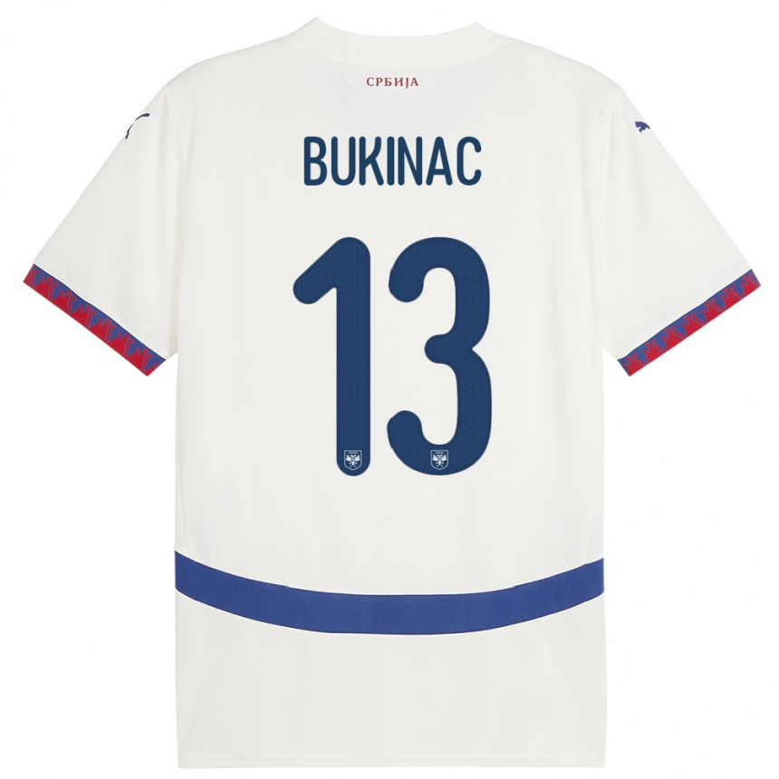 Kids Football Serbia Stefan Bukinac #13 White Away Jersey 24-26 T-Shirt