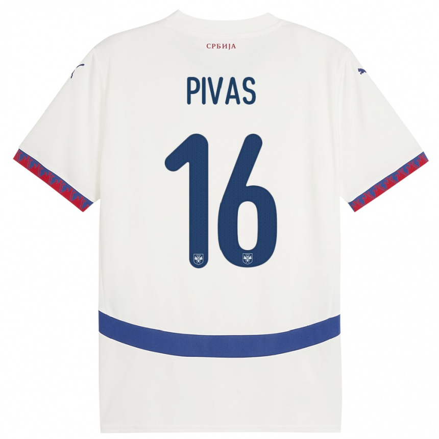 Kids Football Serbia Miodrag Pivas #16 White Away Jersey 24-26 T-Shirt