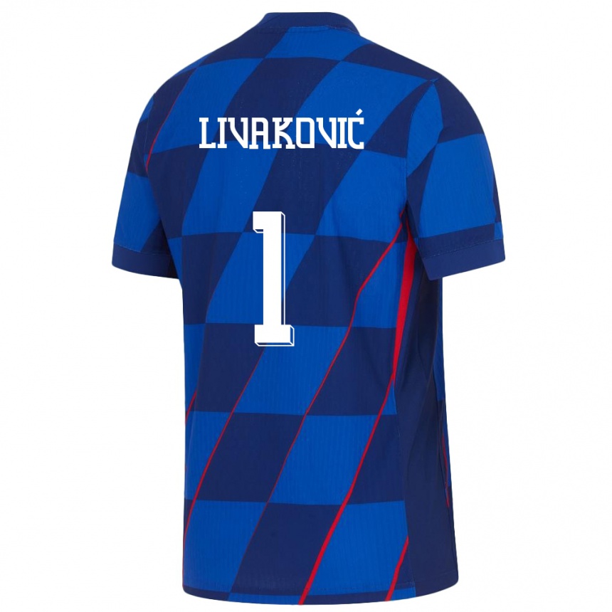 Kids Football Croatia Dominik Livakovic #1 Blue Away Jersey 24-26 T-Shirt