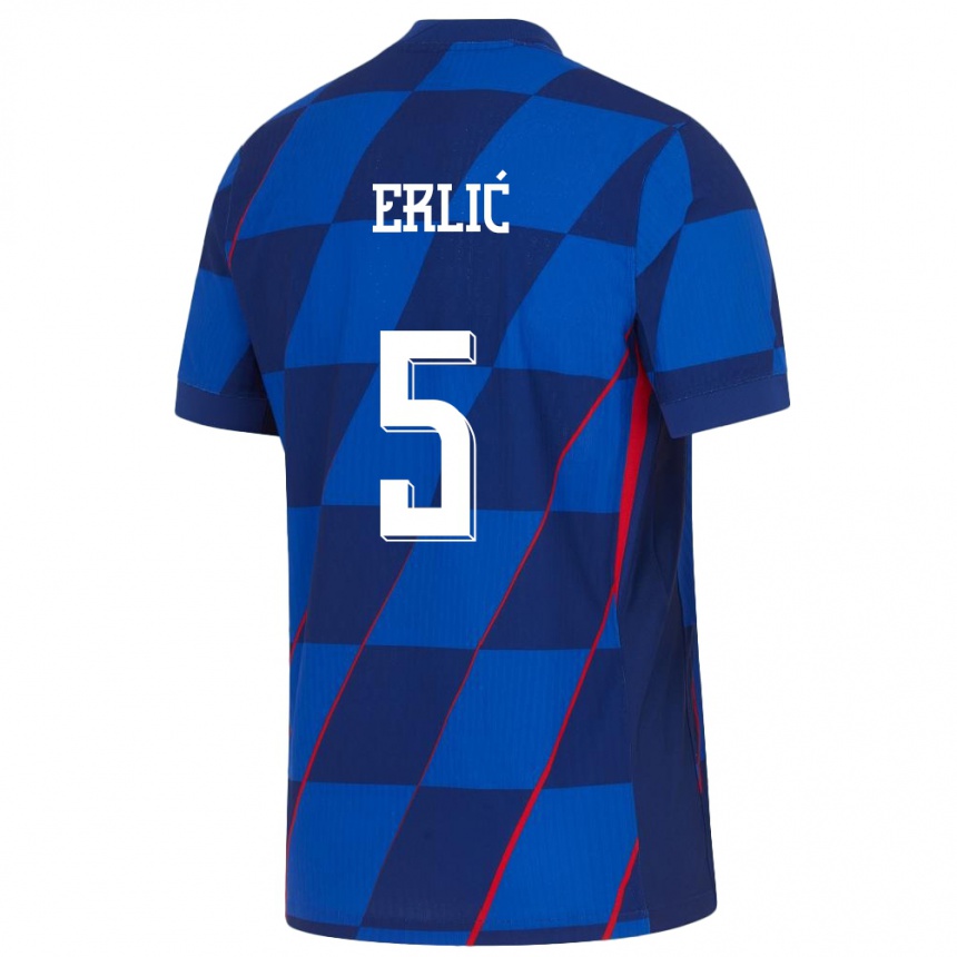 Kids Football Croatia Martin Erlic #5 Blue Away Jersey 24-26 T-Shirt