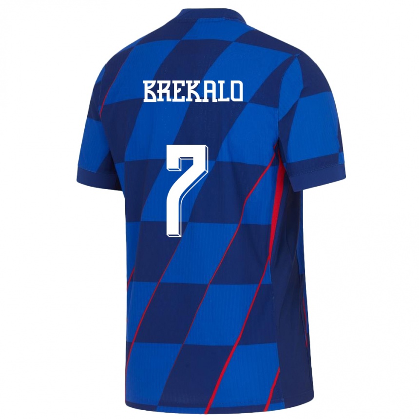 Kids Football Croatia Josip Brekalo #7 Blue Away Jersey 24-26 T-Shirt