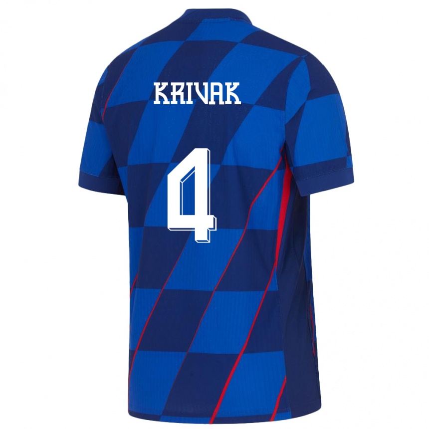 Kids Football Croatia Fabijan Krivak #4 Blue Away Jersey 24-26 T-Shirt