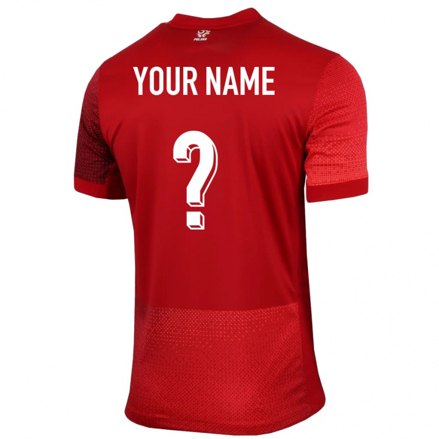 Kids Football Poland Your Name #0 Red Away Jersey 24-26 T-Shirt