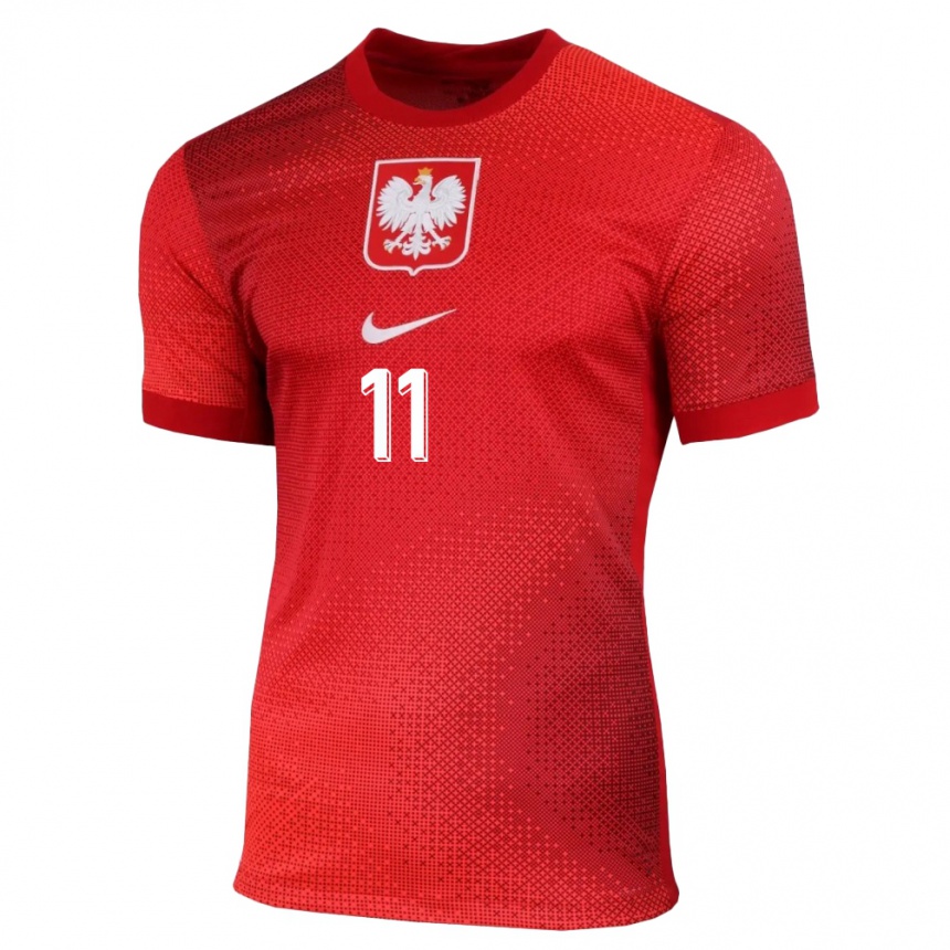 Kids Football Poland Kamil Grosicki #11 Red Away Jersey 24-26 T-Shirt