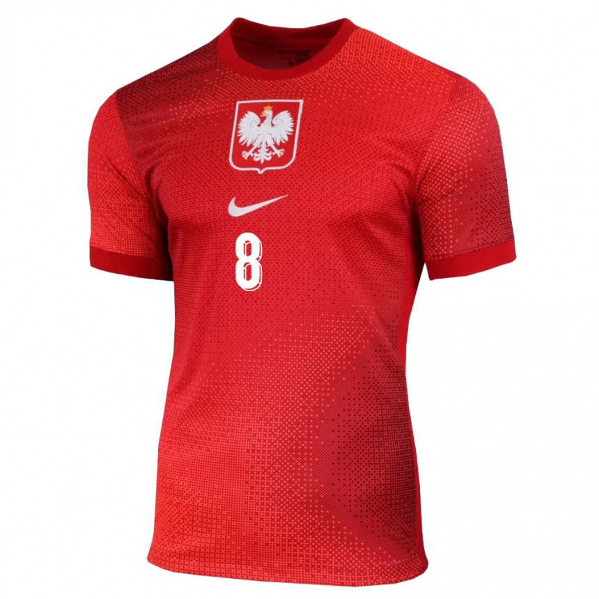 Kids Football Poland Karol Linetty #8 Red Away Jersey 24-26 T-Shirt