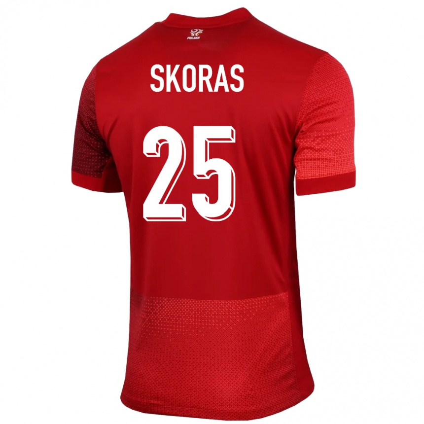 Kids Football Poland Michal Skoras #25 Red Away Jersey 24-26 T-Shirt