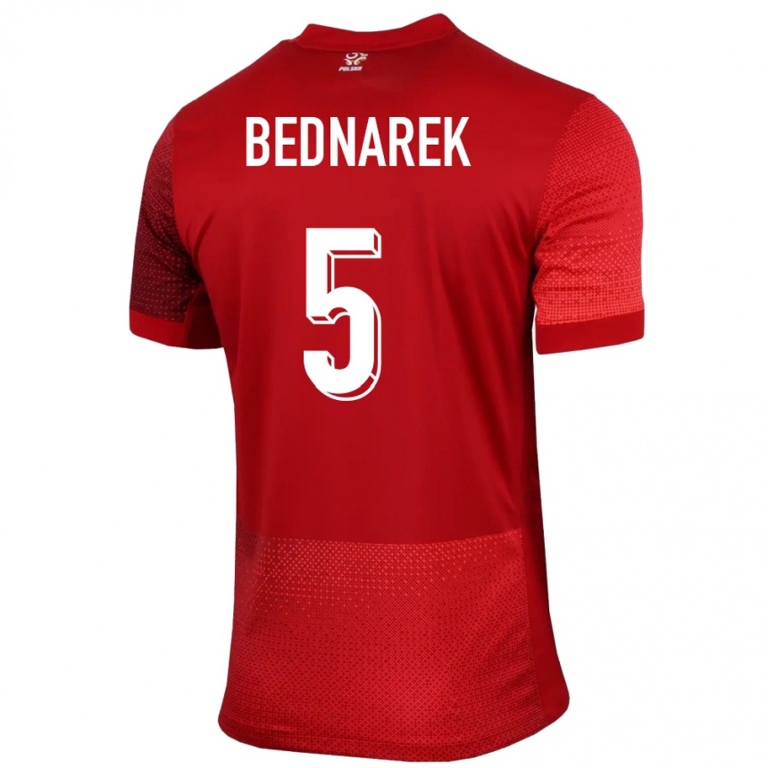 Kids Football Poland Jan Bednarek #5 Red Away Jersey 24-26 T-Shirt