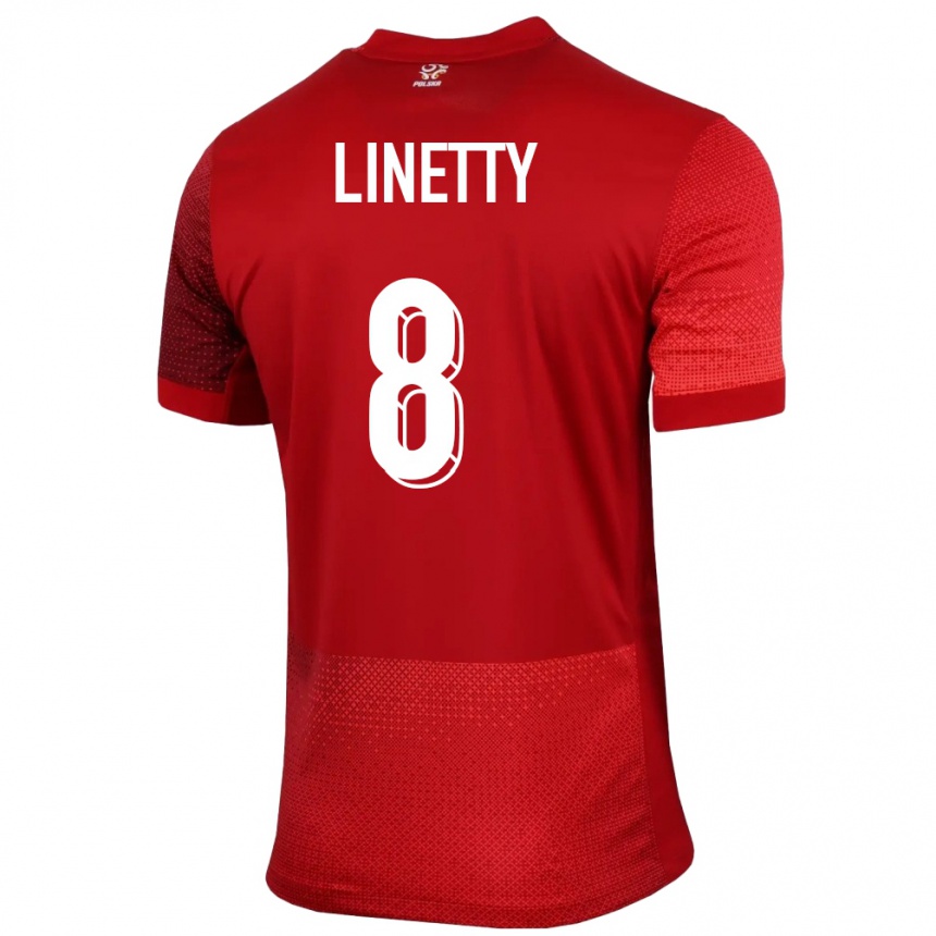 Kids Football Poland Karol Linetty #8 Red Away Jersey 24-26 T-Shirt