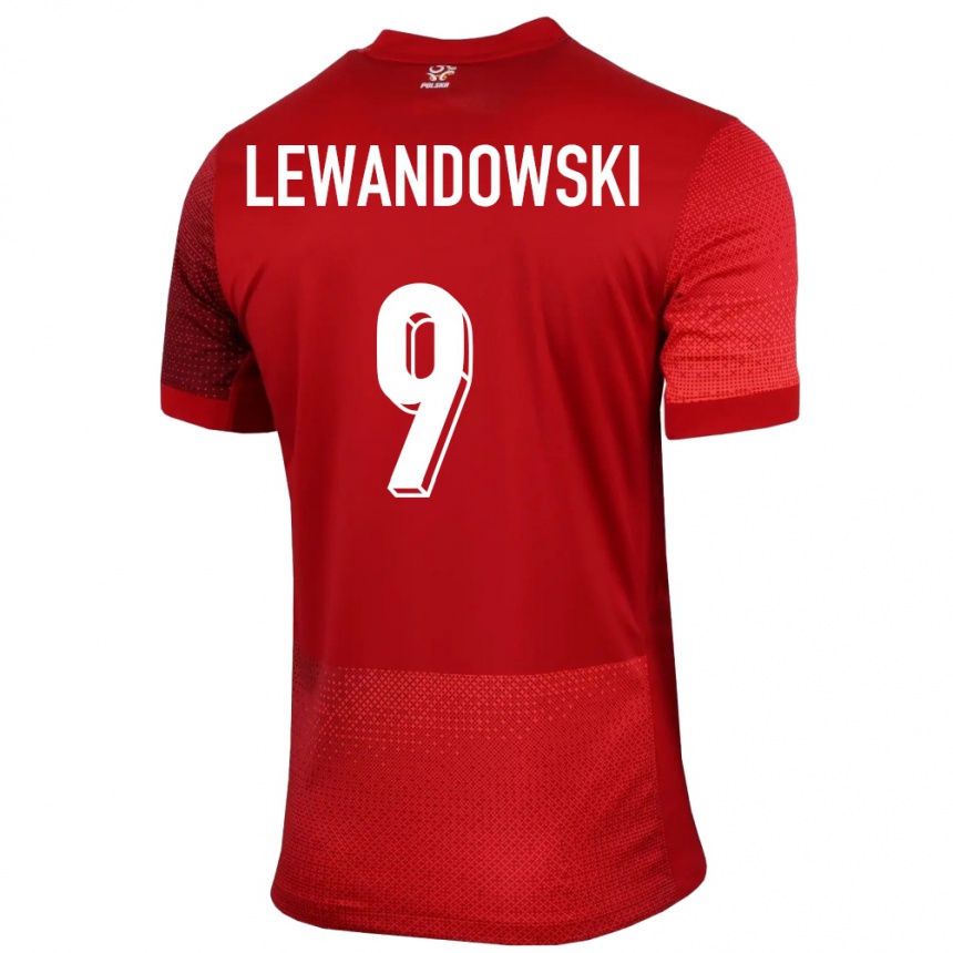 Kids Football Poland Robert Lewandowski #9 Red Away Jersey 24-26 T-Shirt