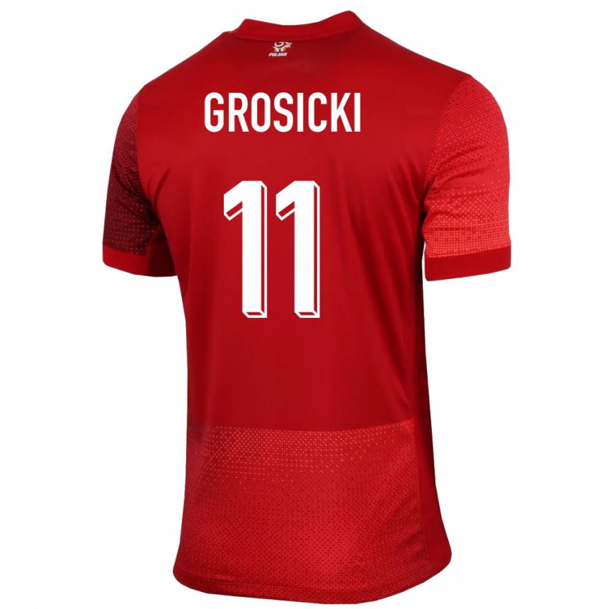 Kids Football Poland Kamil Grosicki #11 Red Away Jersey 24-26 T-Shirt