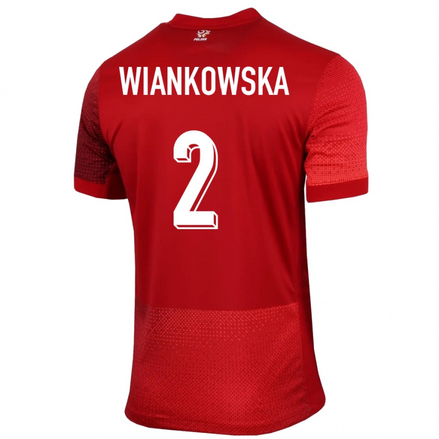 Kids Football Poland Martyna Wiankowska #2 Red Away Jersey 24-26 T-Shirt