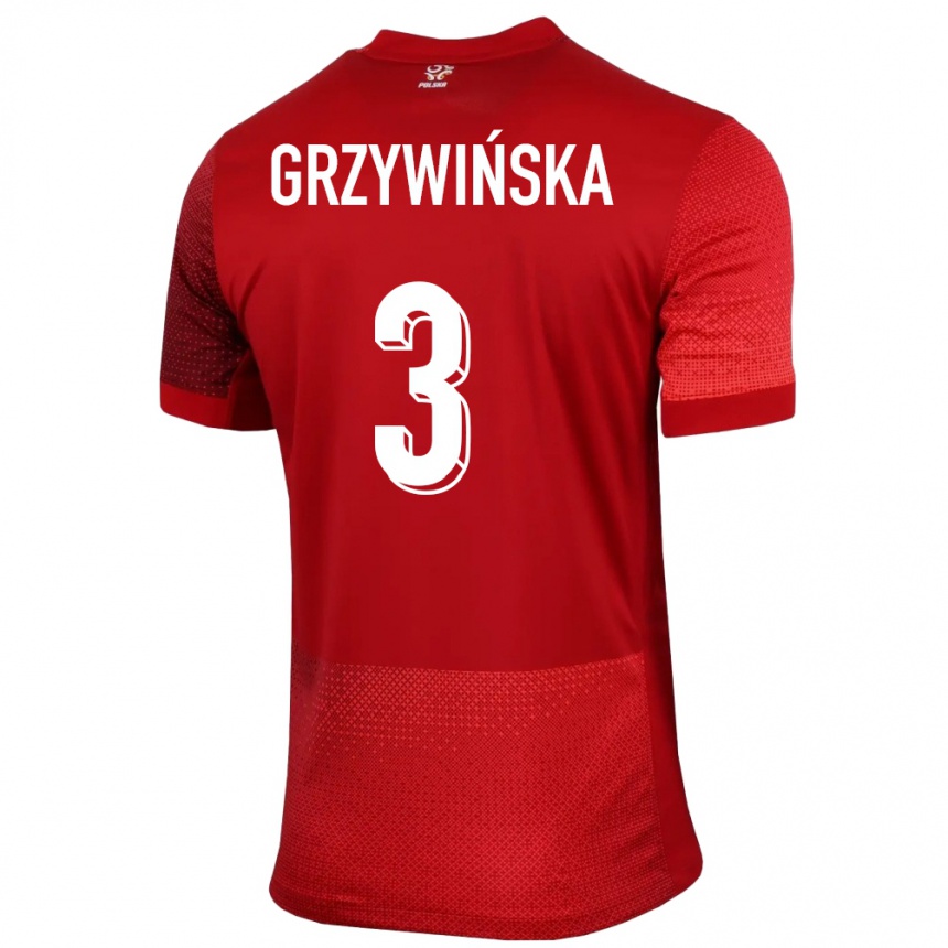 Kids Football Poland Gabriela Grzywinska #3 Red Away Jersey 24-26 T-Shirt