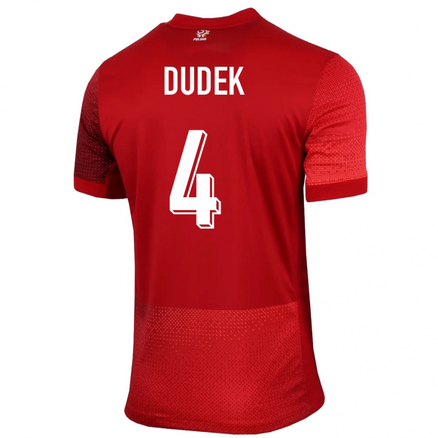 Kids Football Poland Paulina Dudek #4 Red Away Jersey 24-26 T-Shirt