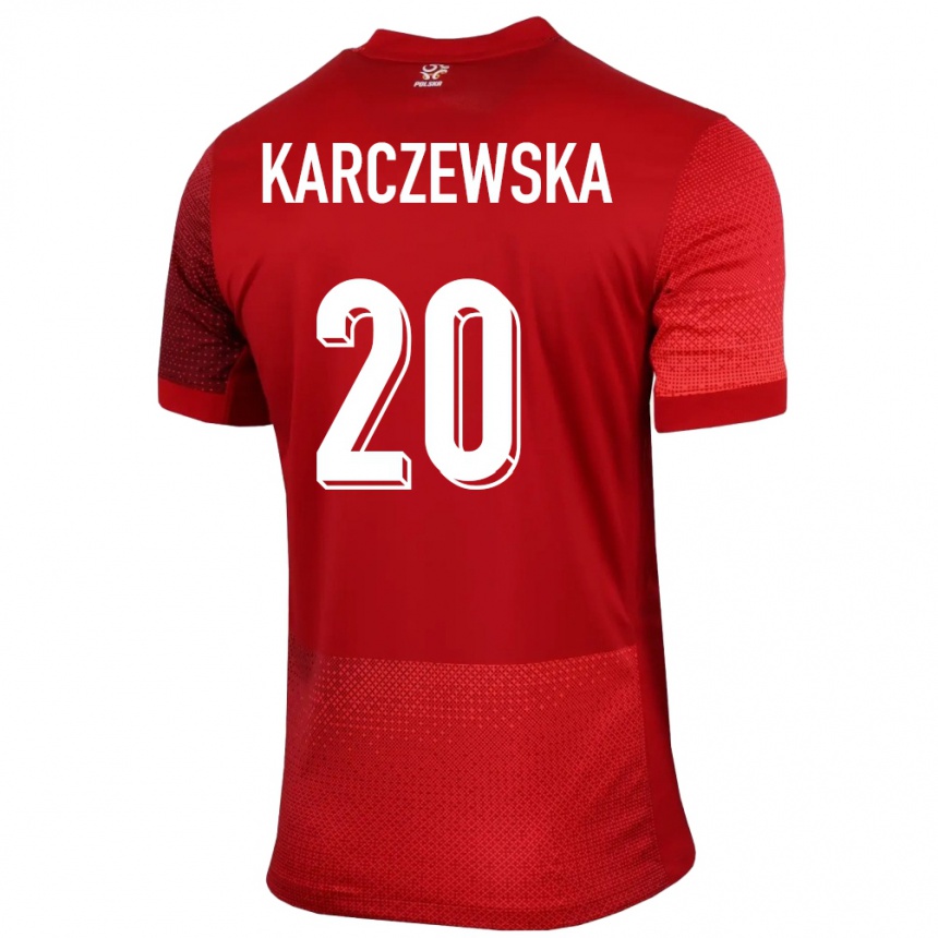 Kids Football Poland Nikola Karczewska #20 Red Away Jersey 24-26 T-Shirt