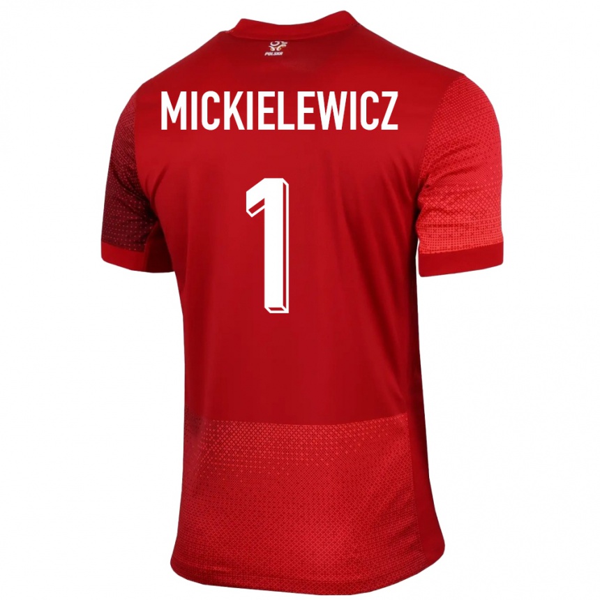 Kids Football Poland Aleksander Mickielewicz #1 Red Away Jersey 24-26 T-Shirt