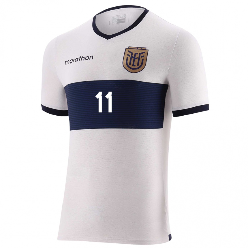 Kids Football Ecuador Ambar Torres #11 White Away Jersey 24-26 T-Shirt