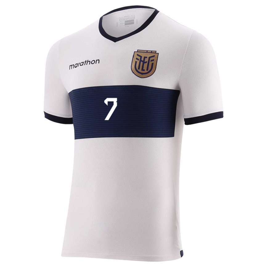 Kids Football Ecuador Emily Arias #7 White Away Jersey 24-26 T-Shirt