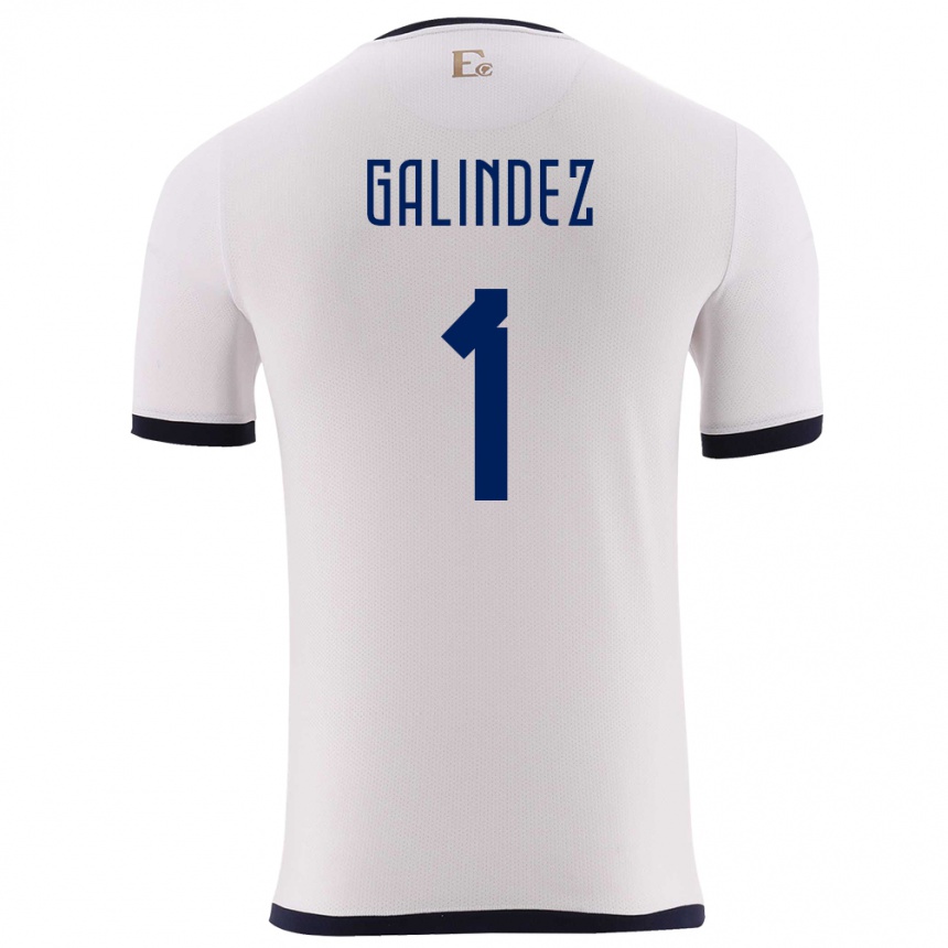 Kids Football Ecuador Hernan Galindez #1 White Away Jersey 24-26 T-Shirt