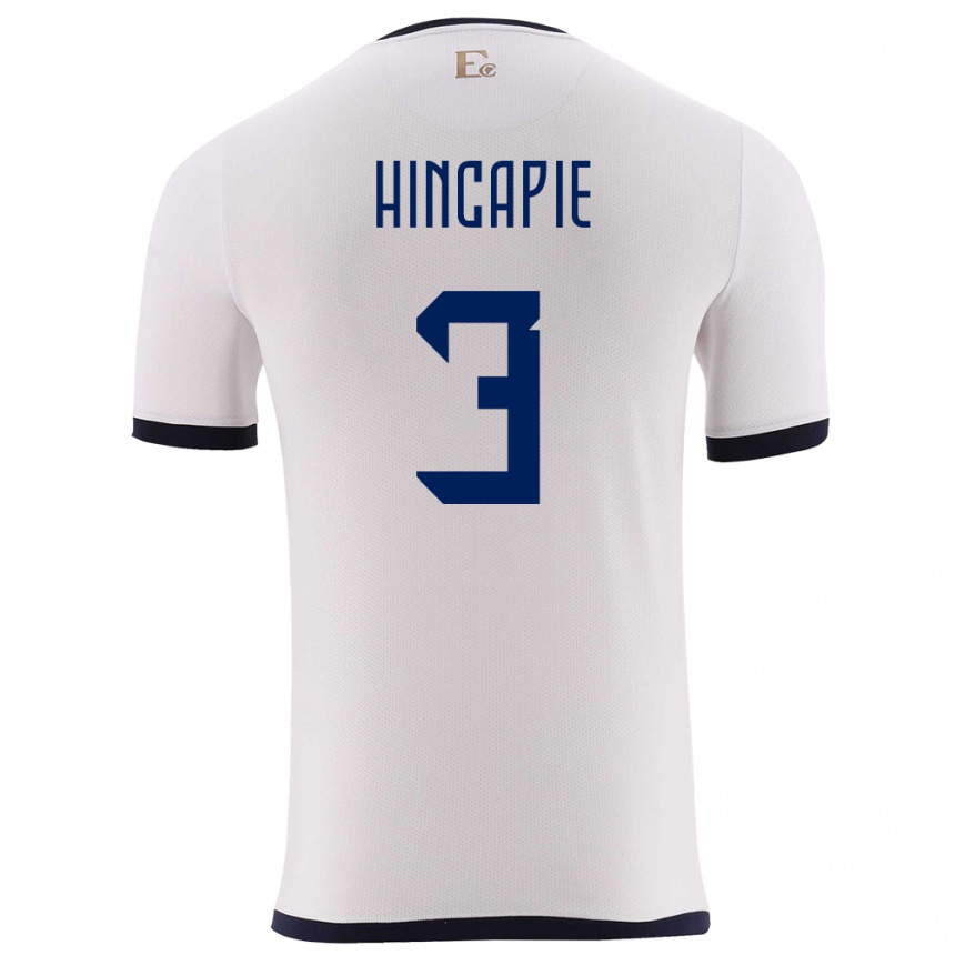 Kids Football Ecuador Piero Hincapie #3 White Away Jersey 24-26 T-Shirt