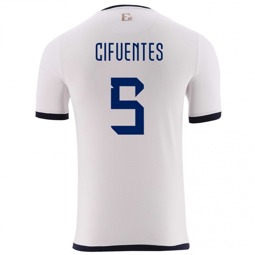 Kids Football Ecuador Jose Cifuentes #5 White Away Jersey 24-26 T-Shirt