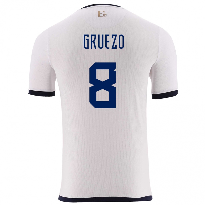 Kids Football Ecuador Carlos Gruezo #8 White Away Jersey 24-26 T-Shirt