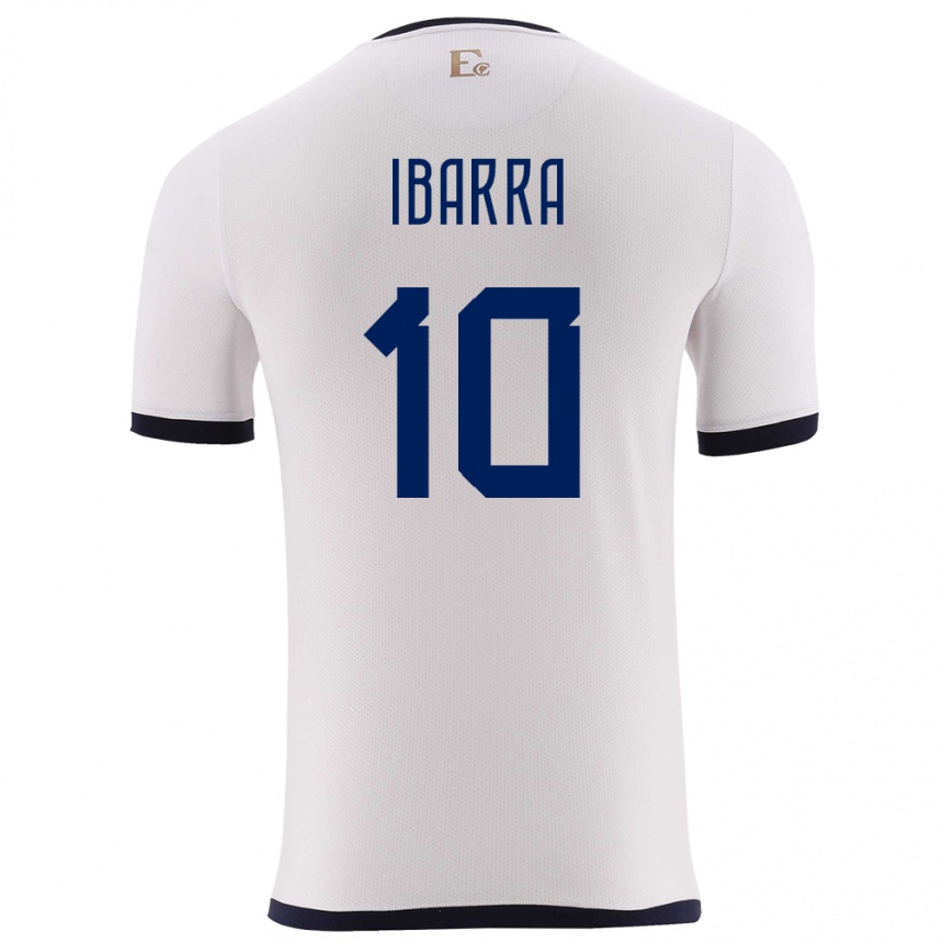 Kids Football Ecuador Romario Ibarra #10 White Away Jersey 24-26 T-Shirt