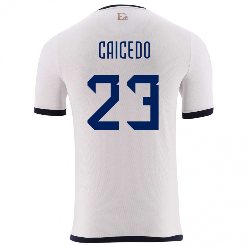 Kids Football Ecuador Moises Caicedo #23 White Away Jersey 24-26 T-Shirt
