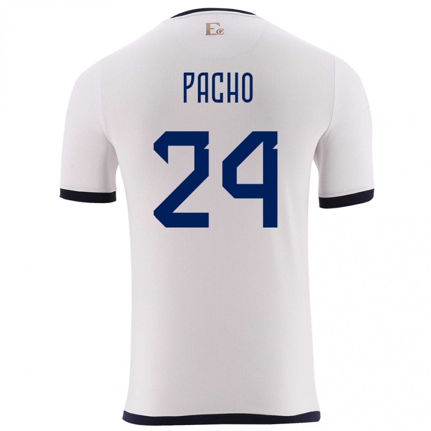 Kids Football Ecuador William Pacho #24 White Away Jersey 24-26 T-Shirt