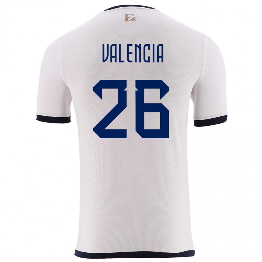 Kids Football Ecuador Anthony Valencia #26 White Away Jersey 24-26 T-Shirt