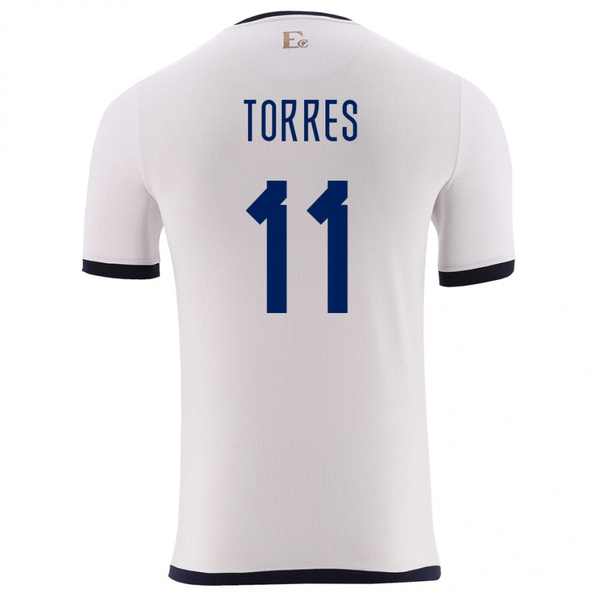 Kids Football Ecuador Ambar Torres #11 White Away Jersey 24-26 T-Shirt