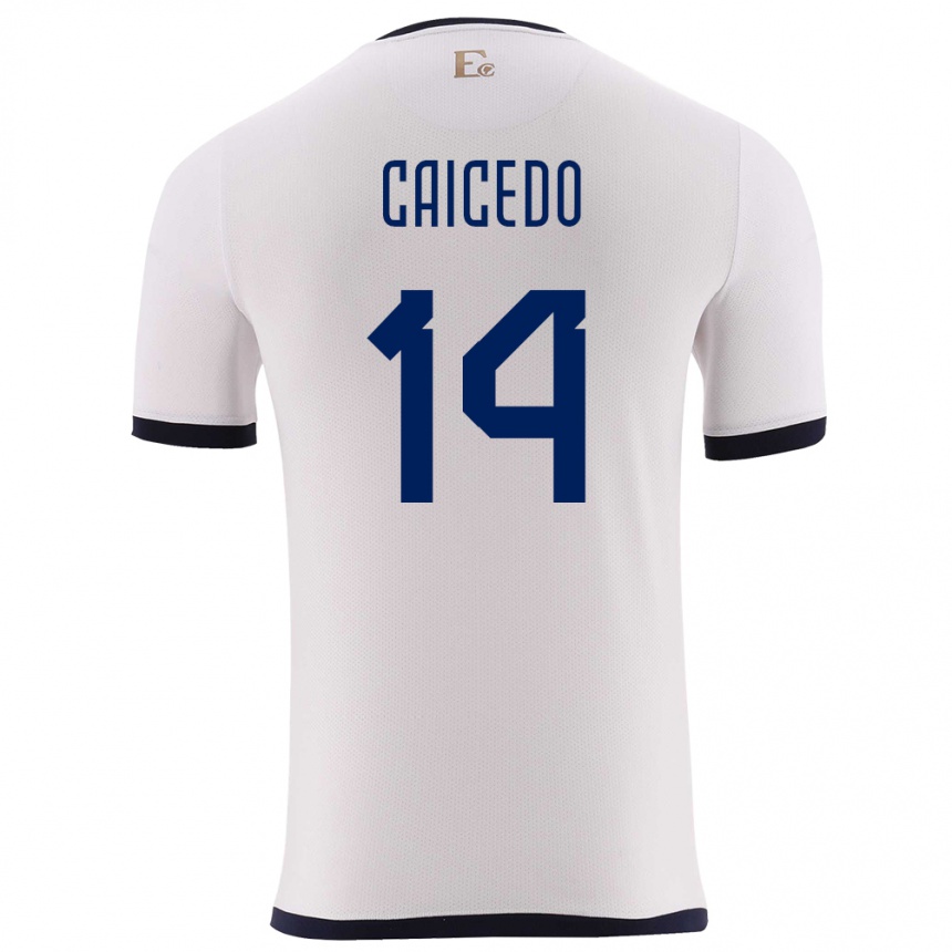 Kids Football Ecuador Carina Caicedo #14 White Away Jersey 24-26 T-Shirt