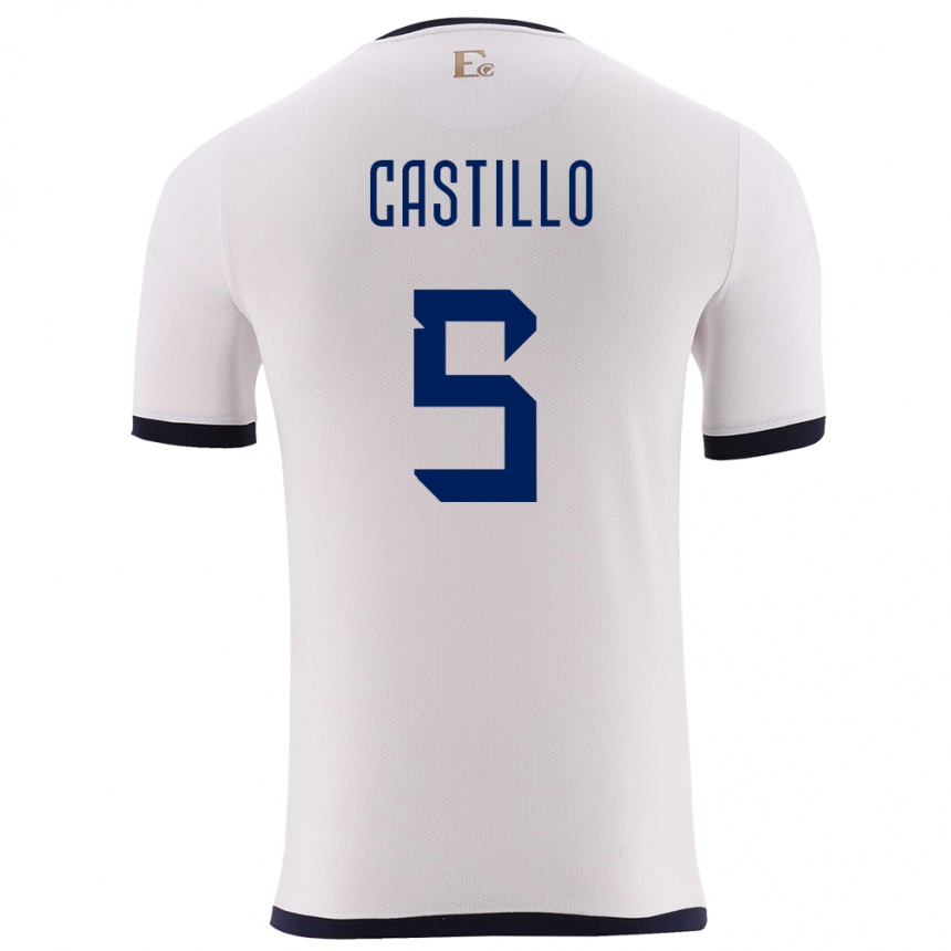 Kids Football Ecuador Denil Castillo #5 White Away Jersey 24-26 T-Shirt