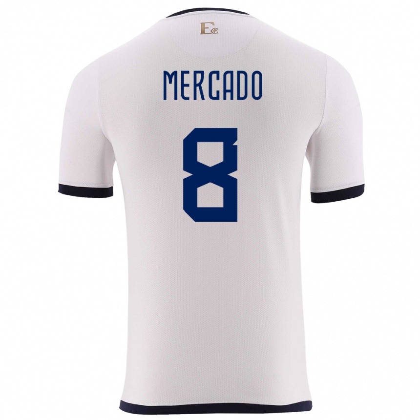 Kids Football Ecuador Patrik Mercado #8 White Away Jersey 24-26 T-Shirt