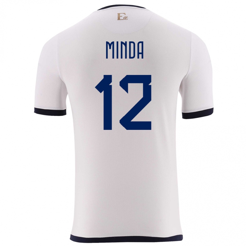 Kids Football Ecuador Ethan Minda #12 White Away Jersey 24-26 T-Shirt