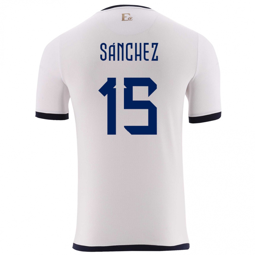 Kids Football Ecuador Juan Sanchez #15 White Away Jersey 24-26 T-Shirt