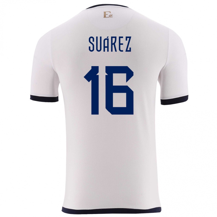 Kids Football Ecuador Ariel Suarez #16 White Away Jersey 24-26 T-Shirt