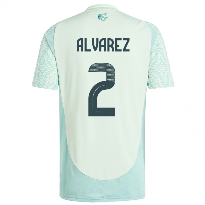 Kids Football Mexico Kevin Alvarez #2 Linen Green Away Jersey 24-26 T-Shirt