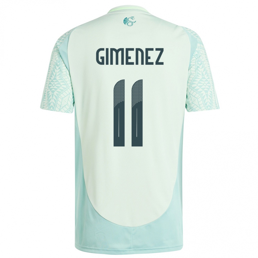 Kids Football Mexico Santiago Gimenez #11 Linen Green Away Jersey 24-26 T-Shirt