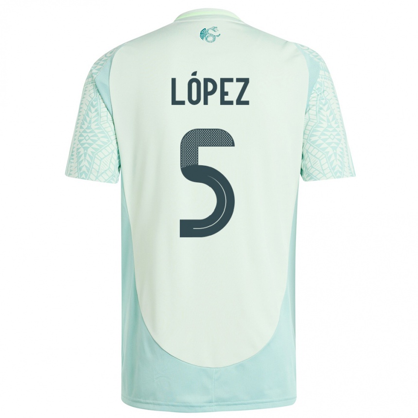 Kids Football Mexico Jimena Lopez #5 Linen Green Away Jersey 24-26 T-Shirt