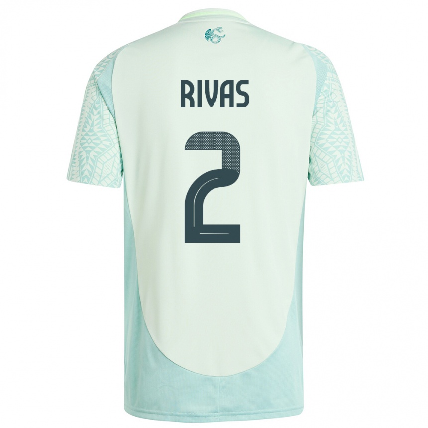 Kids Football Mexico Jesus Rivas #2 Linen Green Away Jersey 24-26 T-Shirt