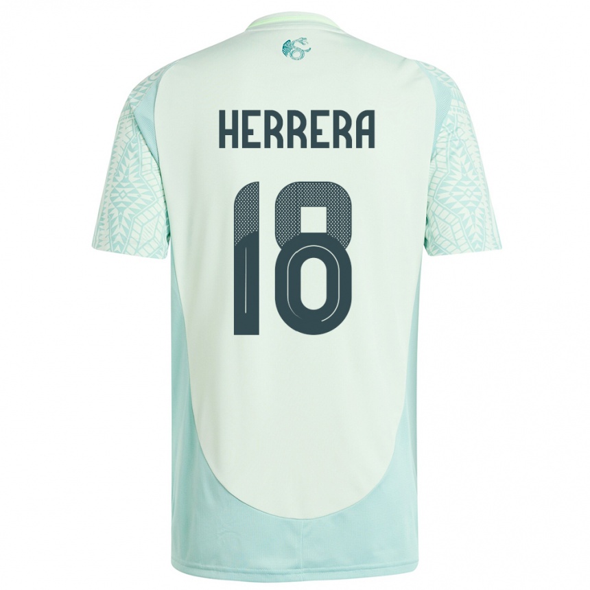 Kids Football Mexico Ozziel Herrera #18 Linen Green Away Jersey 24-26 T-Shirt