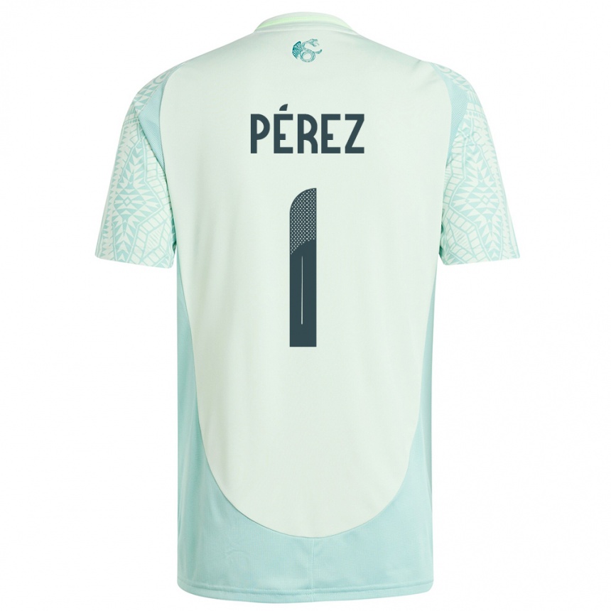 Kids Football Mexico Emiliano Perez #1 Linen Green Away Jersey 24-26 T-Shirt