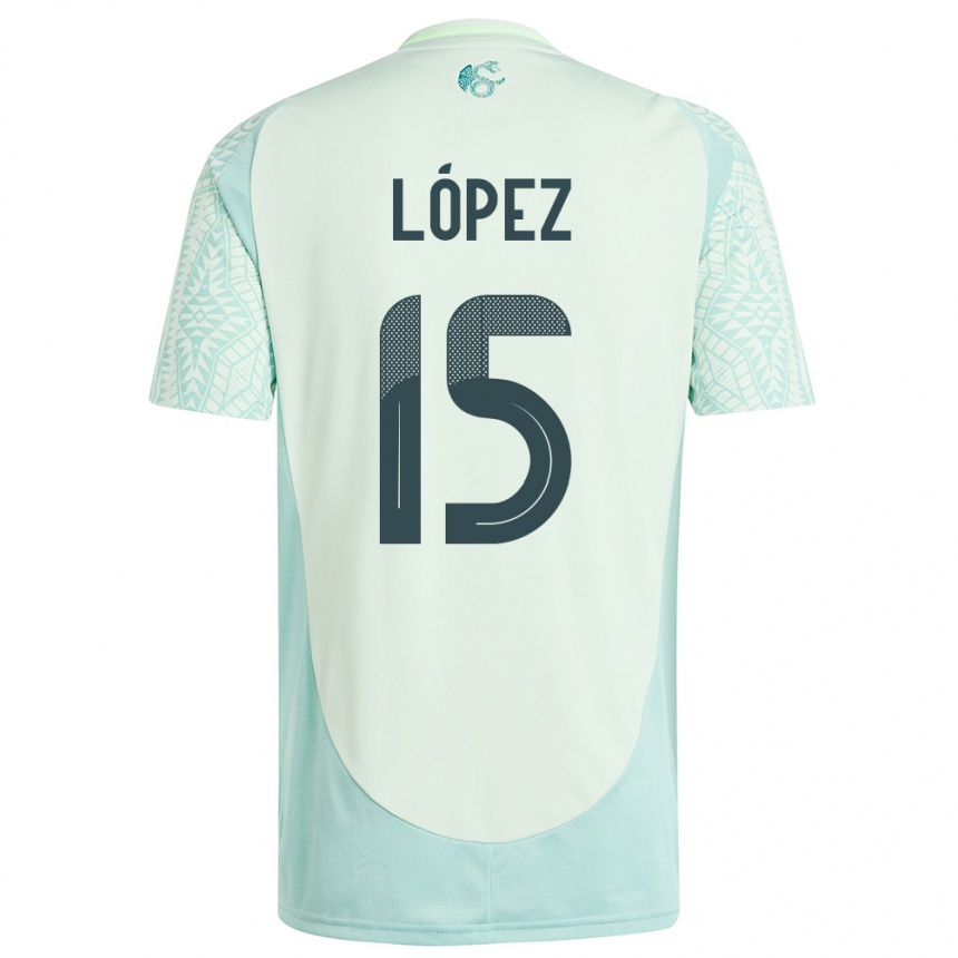 Kids Football Mexico Everardo Lopez #15 Linen Green Away Jersey 24-26 T-Shirt