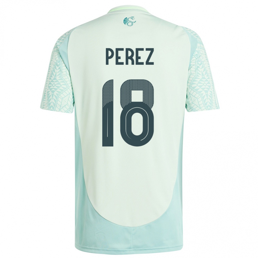 Kids Football Mexico Jonathan Perez #18 Linen Green Away Jersey 24-26 T-Shirt