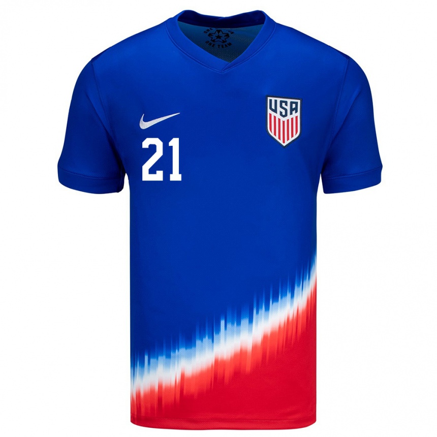 Kids Football United States Timothy Weah #21 Blue Away Jersey 24-26 T-Shirt