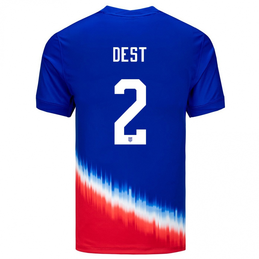 Kids Football United States Sergino Dest #2 Blue Away Jersey 24-26 T-Shirt