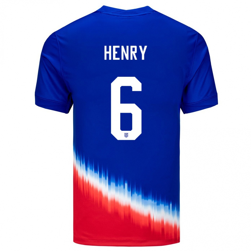 Kids Football United States Kobi Henry #6 Blue Away Jersey 24-26 T-Shirt